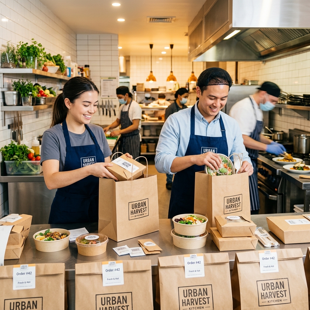 Merchant preparing delivery orders