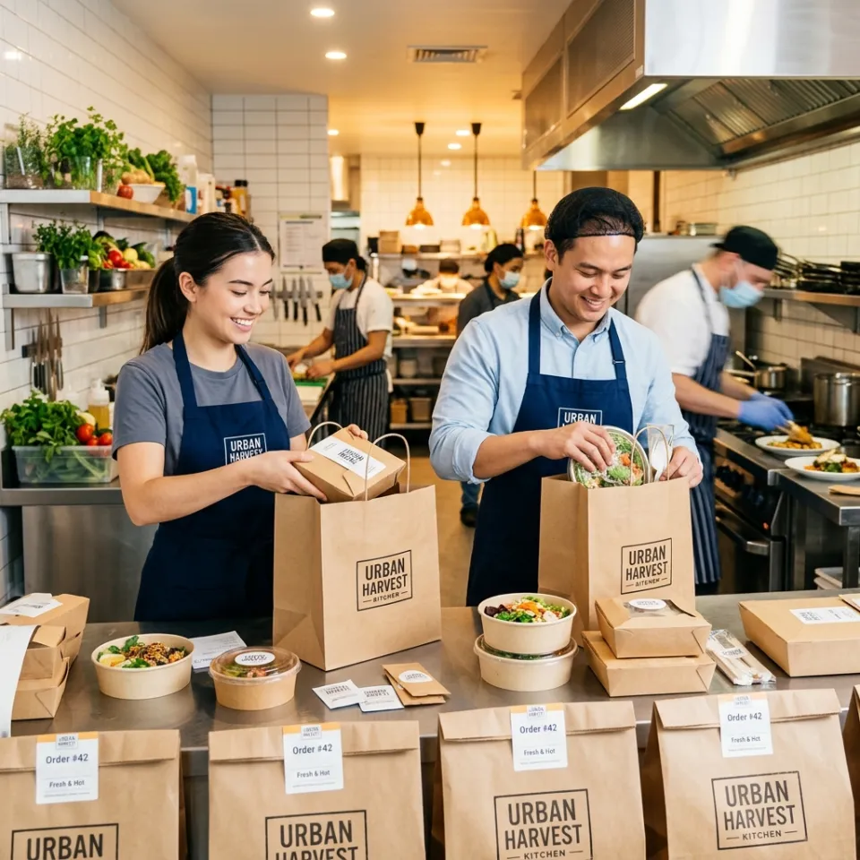 Merchant preparing delivery orders